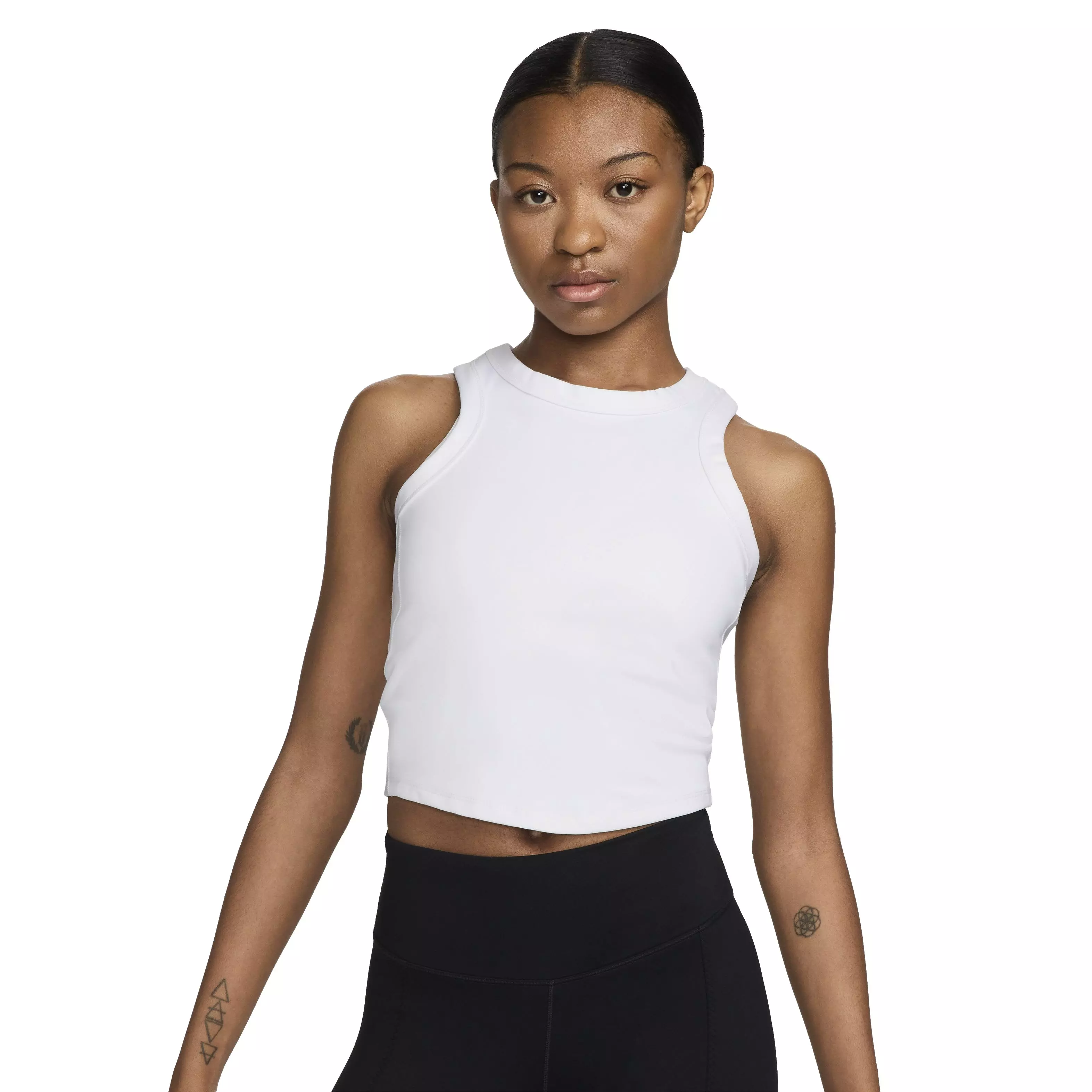 Nike Women's One Fitted Dri-FIT Cropped Tank Top - White
